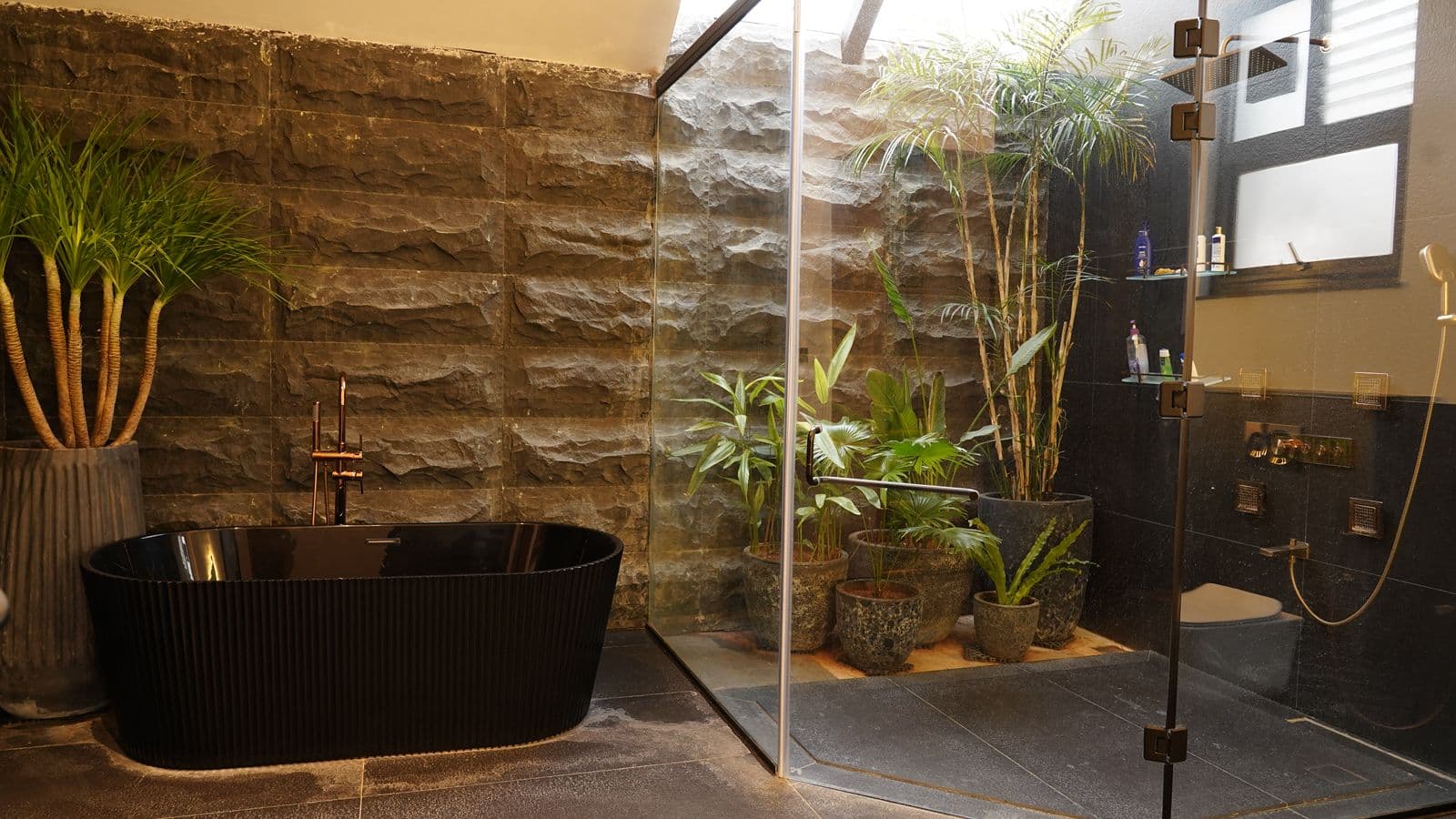 Textured stone wall